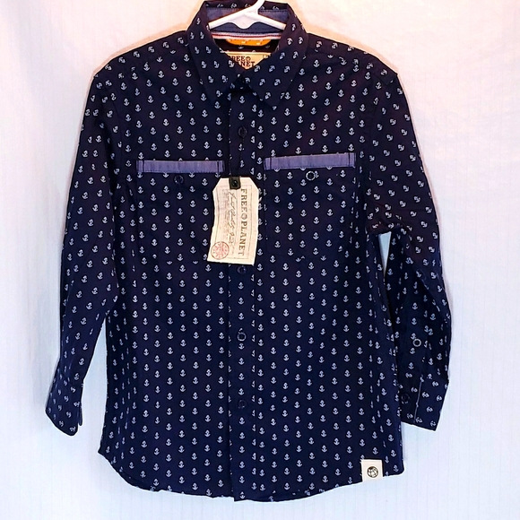 Free Planet Boy's Button Down Shirt - Picture 1 of 9